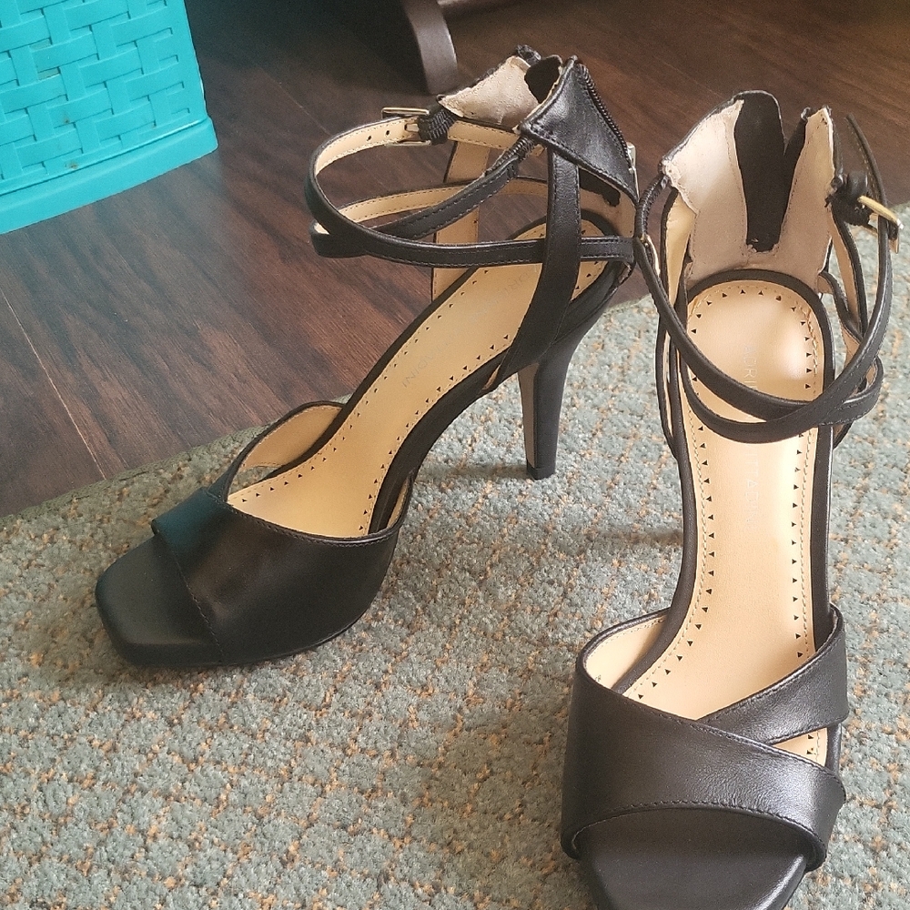 Adrienne Vittadini Black Strappy Heels